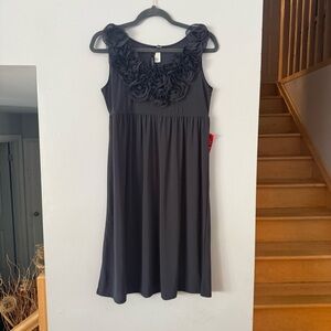 Nic & Dom Dark Coquette Rosette Midi Occasion Dress Gray